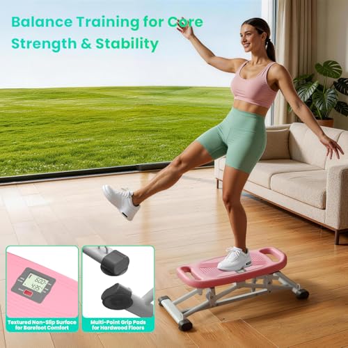 Image of Balance Board for Adults, Rocking Stepper with Resistance Bands, 300LBS Portable Wobble Board, Quiet Side to Side Ski Simulator Trainer Exercise Machine for Home Gym Core Workout