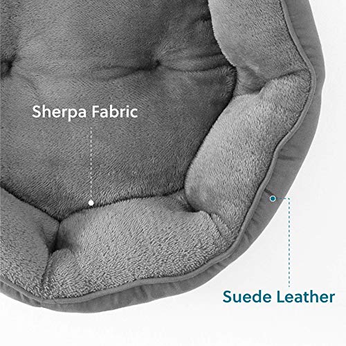 Bedsure Dog Beds for Small Dogs - Round Cat Beds for Indoor Cats, Washable Pet Bed for Puppy and Kitten with Slip-Resistant Bottom, 20 Inches, Grey - Image 4