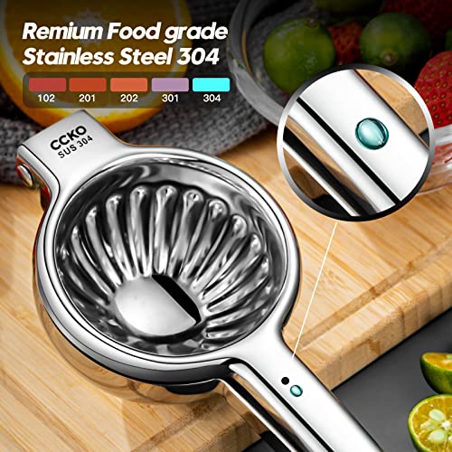 Image of CCKO Lemon Squeezer Stainless Steel Manual Juicers Max Extraction Lemon Lime Squeezer Heavy Duty Citrus Juicer Hand Press Fruit Juicer