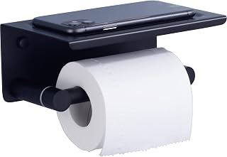 TRUSTMI Matte Black Magnetic Toilet Paper Holder with Pivoting Post