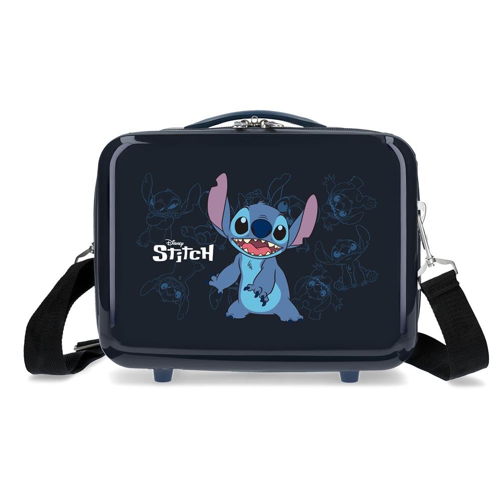 Joumma Bags Disney Happy Stitch walizki, zestaw walizek, wykonane z ABS, wytrzymały i lekki materiał, boczne zapięcie szyfrowe, Granatowy, Kosmetyczka
