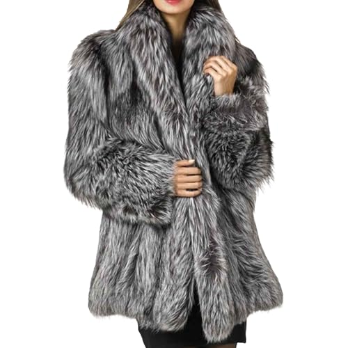 Abrigos de visón para mujer, abrigo de invierno cálido y esponjoso, de piel sintética, abrigo de longitud media suelta, chaqueta gruesa de talla grande, negro, blanco, XL