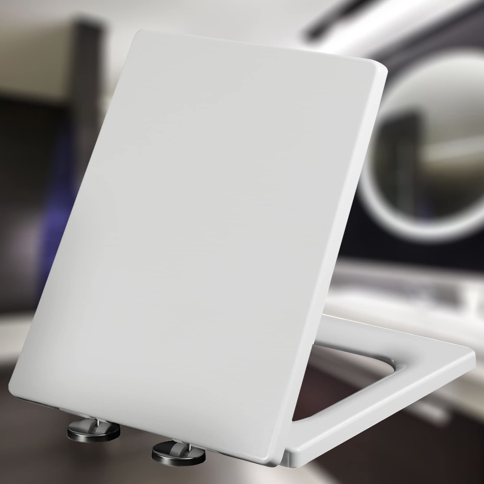 FLYIODFCXV Toilet seat, Soft Close White Toilet Seat with Adjustable Slow Down Hinges Heavy Duty Detachable Lid Cover(42.5 * 34.5cm)