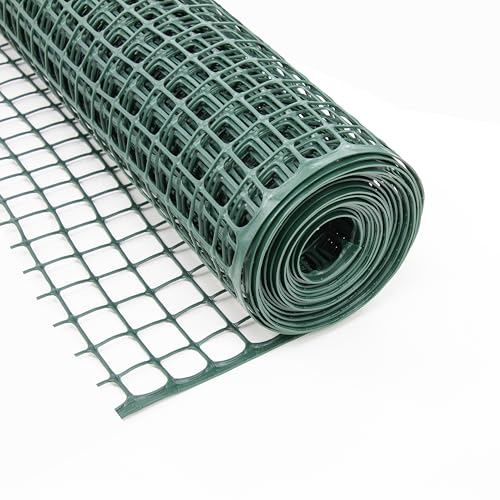 Heavy-Duty Plastic Mesh Netting, Green, 35.4 x 197 in (90cm x 5m), 25mm Grid, Recycled Plastic, Cut-to-Size, Multi-Purpose for Gardening & Fencing