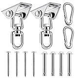 Becoyou Anclaje Pared Inoxidable, 2 Kit de Ganchos de Techo Capacidad 450Kg, Ganchos Techo Suspensión giratorios de 360°, para Yoga,Hamacas,Sillón Colgante,Sacos de Boxeo,Entrenamiento de Suspensión