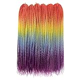 Gottin Hair Box Braids Crochet Hair 6 Packs 24 Inch Rainbow Ombre Crochet Box Braids Braided 22...