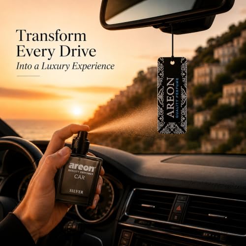 Image of Areon MCP05 Car Air Freshener Perfume for Men Women 1.7 Fl Oz. (50ml) Glass Bottle, SILVER
