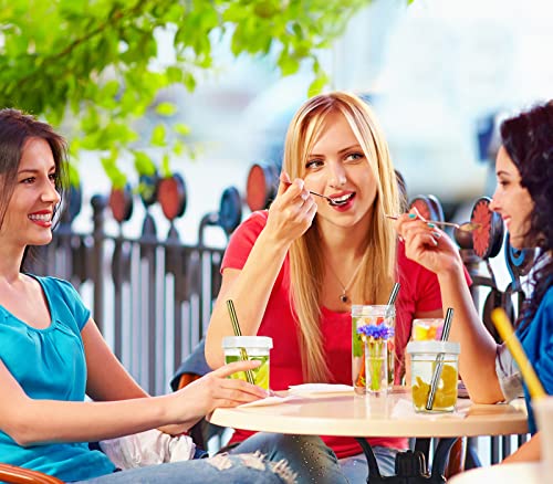 Pckydo Bubble Tea Cups 2 Pack, Reusable Wide Mouth Smoothie Cups, Iced Coffee Cups With White Lids And Gold Straws Mason Jars Glass Cups, Travel Glass Drinking Bottle (16Oz, Gold Straws) #TOP4