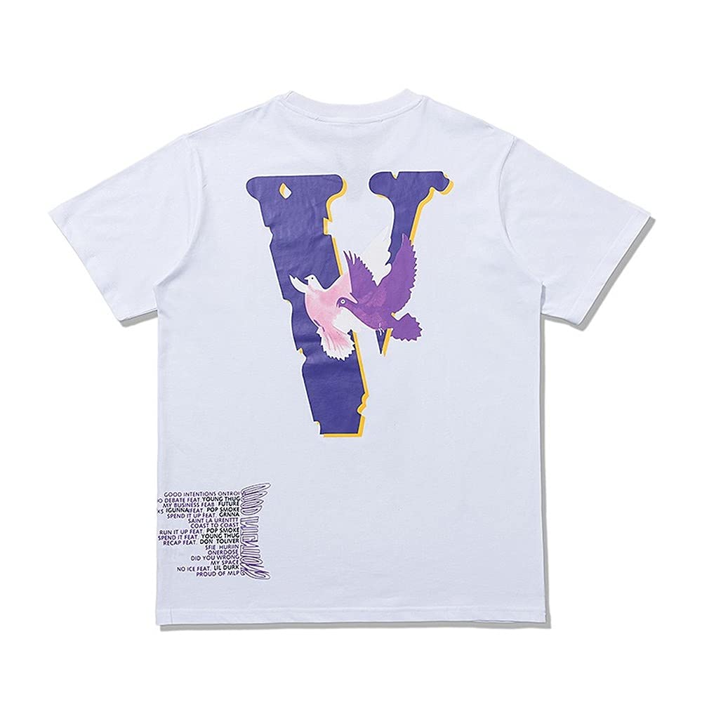 MARLLCOBig V Letter Shirt Snake Smoke Angel Wings Short Sleeve T Shirt Smiley Face Trend T-Shirt