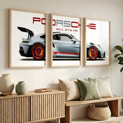 Image of HOTHOUSE Big Porsche Cars Framed Posters Gift Items for Boys Room Wall Decoration Bedroom Living Room Office Studio Decor | Car Poster Frame for Wall Decor Set Of 3 Size (10 X 13 inch)