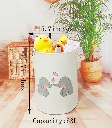 Image of Round Laundry Basket Storage Bins Nursery Hamper Gift Baskets for Home,Office,Home Decor