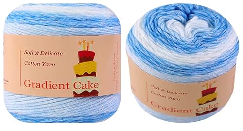 2-Pack Cotton Gradient Cake Yarn By Yonkey Monkey Art Rainbow Multicolor Comfy Yarn For Knitting Crochet Diy (1164) #TOP1