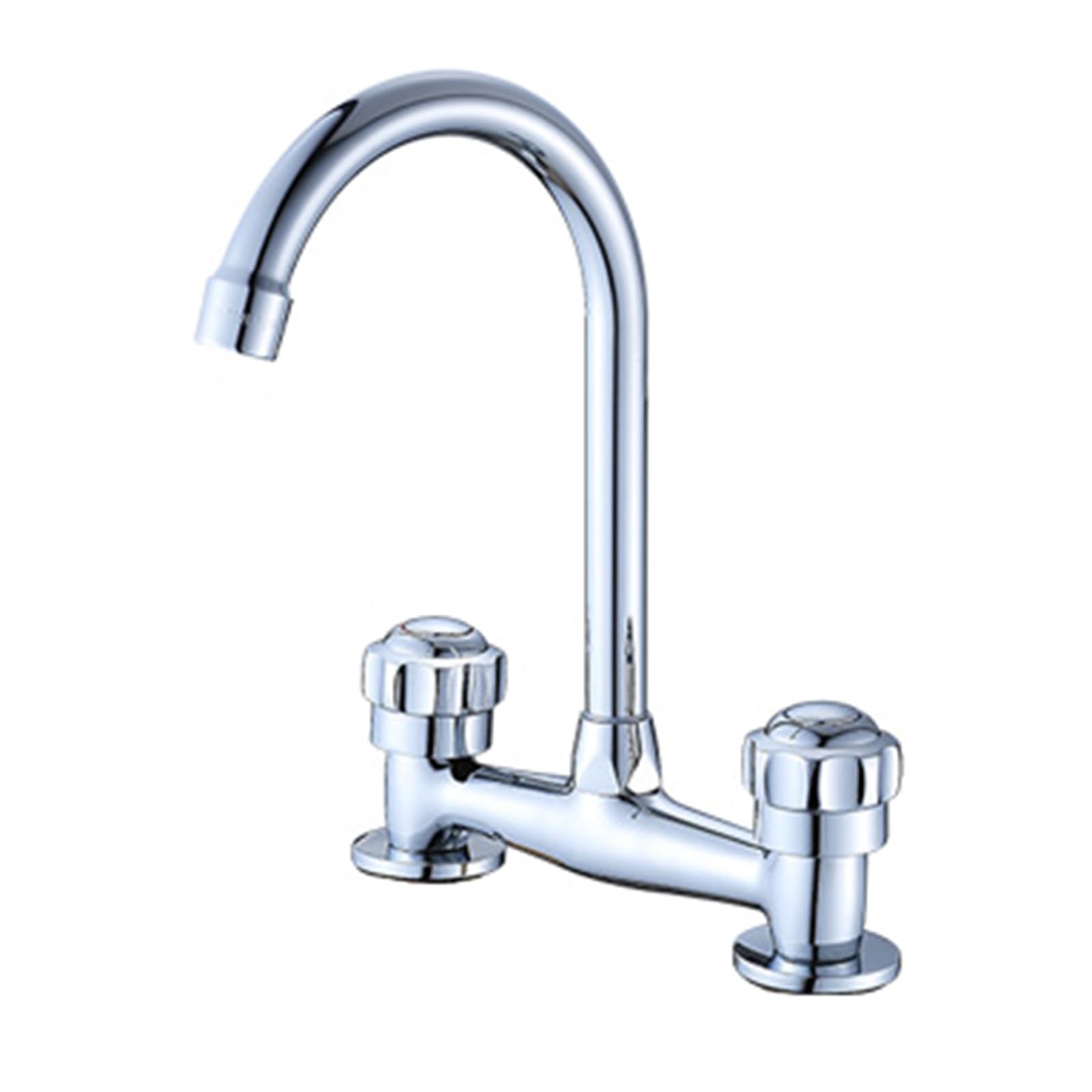 ZYCHSJXA Kitchen Sink Mixer Taps 2 Hole Dual Lever Rotatable Bridge Tap Brass Chrome Silver