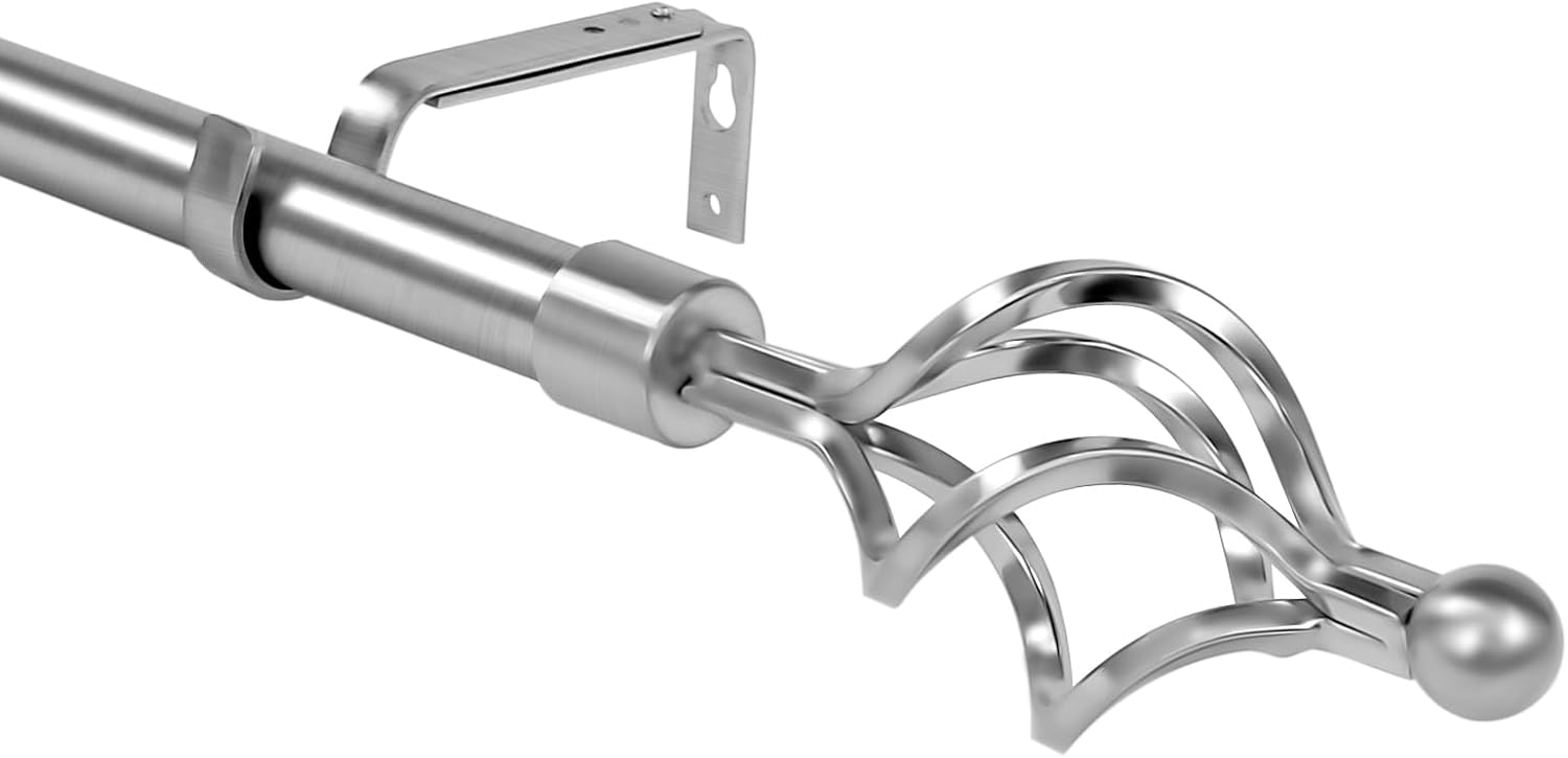 Urbanest Classic Forged Iron Birdcage Window Drapery Rod Set (Black, 48"-84")