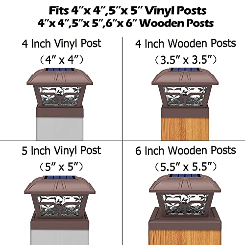 Siedinlar Solar Post Cap Lights Outdoor 2 Color Modes 8 Leds For 4X4 5X5 6X6 Posts Fence Deck Patio Decoration Warm White & Cool White Lighting Brown (4 Pack) #TOP1