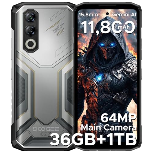 DOOGEE Blade 20 Max Android 15 Rugged Smartphone - 36GB+1TB, 11800mAh/33W & MTK Helio G100 6nm Octa Core Rugged Phone,120Hz 6.6" HD+,64MP+20MP+16MP,3 Card Slots Android Phone,Finger+Face ID/NFC/GPS