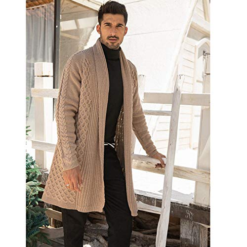 Jinidu Men's Loose Open Front Long Sleeve Solid Color Cardigans Sweater Coat #TOP3