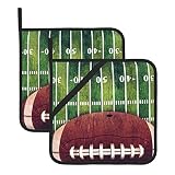 American Football Field and Ball 2 Pack Pot Holders for Kitchen Heat Resistant Pot Holders Sets Oven