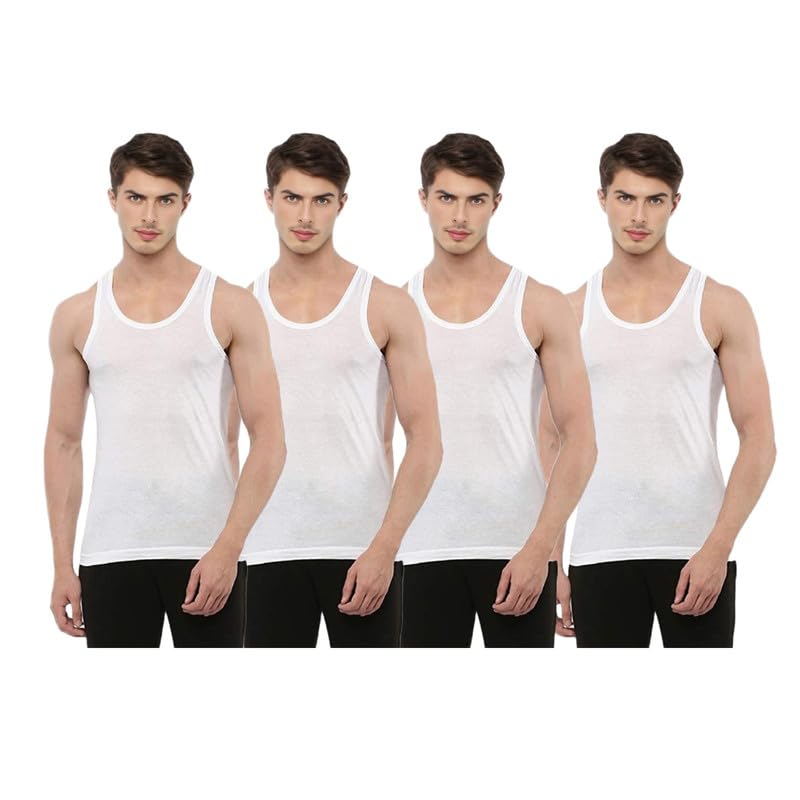 Image of INNERO Mens Baniyan White Sleeveless Pure Cotton Vest