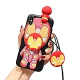 MME Character Case for iPhone 12, 12 Pro - Iron Man 3D Cartoon Case Soft TPU with Phone Stand Holder...