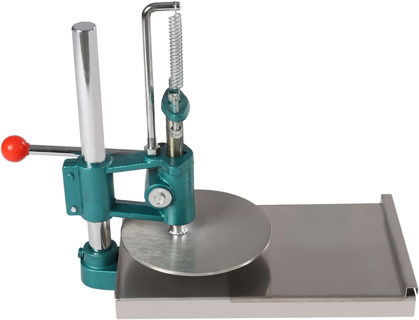 Pressa Manuale per Impasto Pizza da 24 Cm - Macchina per Impasto Regolabile E Resistente per Pizza, Tortini, Chapati E Panini Morbidi - Ideale per Panettieri Casalinghi Green &Silver 7.9 inch