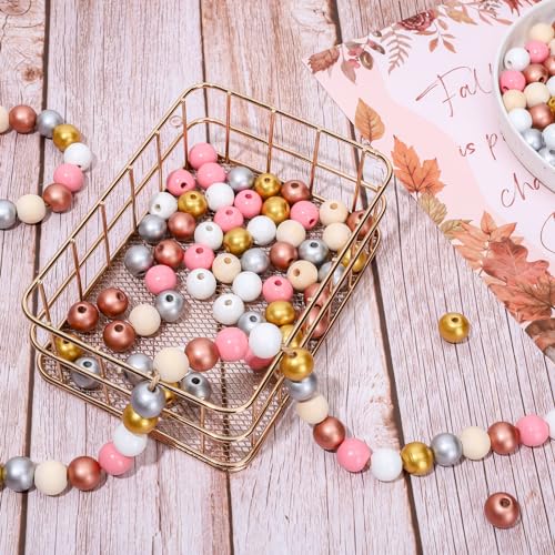 Cuentas de madera de otoño para hacer pulseras, collares y manualidades 6