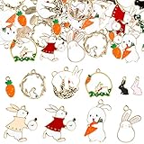 50 Pieces Easter Bunny Charms Cute Bunny Rabbit Charm Small Animal Charms for Jewelry Assorted Alloy Rabbit Pendant Carrot Jewelry for DIY Crafts Necklace Earrings Bracelet Jewelry Making, 10 Styles