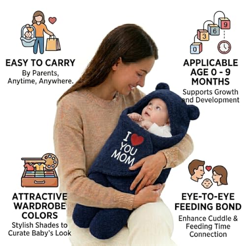 Image of BRANDONN Baby Blanket Newborn Gift Pack of Swaddle Wrapper, 0-9 Months, Length 68 cm x Width 68 cm