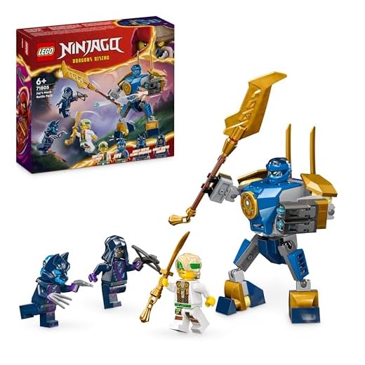 LEGO NINJAGO Jay’s Mech Battle Pack, Action Figure Toy for 6 Plus Year Old Boys, Girls & Kids, Dragons Rising Set with Ninja Character Jay Minifigure for Role-Play Fun, Small Gift Idea 71805