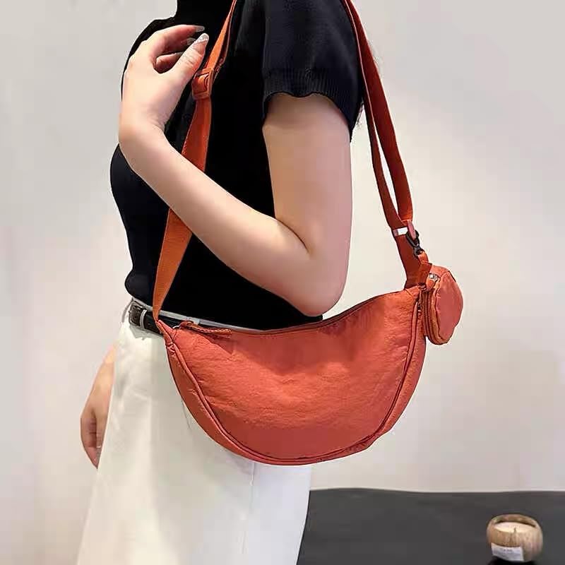 Image of Nylon Crescent Crossbody Bag for Women Purses Trendy Men,Small Travel Sling Bag Hobo