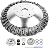 AR-PRO 8インチロータリースチールワイヤーウィードブラシブレード ユニバーサルアダプターキット付き - ラウンドスチールワイヤーブラシ ハスクバーナ、Stihl、Oregon、Hitachi ストレートシャフトトリマーに対応
