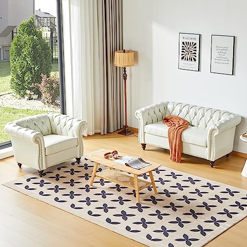 Sillón Moderno Chesterfield Piel Sintética Blanco miniatura 6