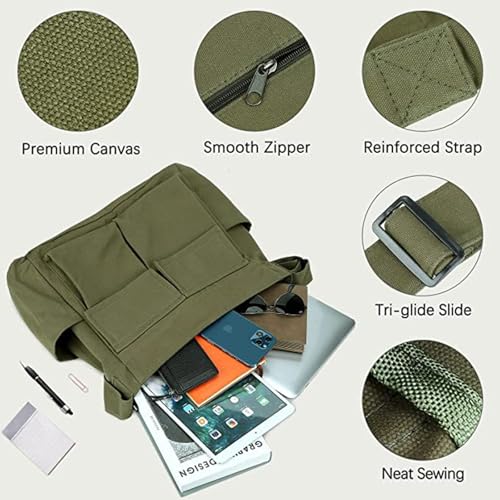 Canvas Messenger Bag with Fairy Grunge Bracelet,Grunge Bag Hobo Crossbody Shoulder Bag for Women Multilayer Leather Beaded Bracelets Fairycore Jewelry Fairy Grunge Accessories3