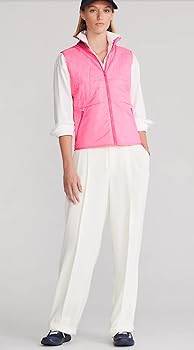 Ralph Lauren RLX Golf Women's Hybrid Mockneck Zip Vest, Neon Pink