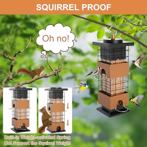 Auslar Bird Feeder, Metal Squirrel Proof Bird Feeders For Outdoors Hanging thumb #1