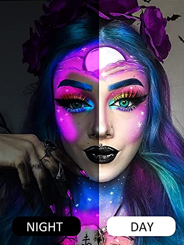 EBANKU Neon Lidschatten Palette Glitzer, 24 Farben UV Grow Blacklight Makeup Eyeshadow Palettes Matte Glitter, für Augen… – Bild 4