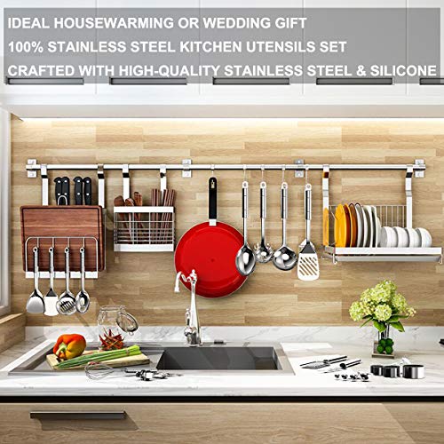 Stainless Steel Kitchen Utensil Set- Fungun 28 Pcs Cooking Utensils - Nonstick Kitchen Utensils Cookware Set with Spatula - Best Kitchen Gadgets Kitchen Tools Kitchen Accessories