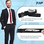 Eurzom 2 Pcs Travel Money Belts for Men Women Hidden Money Pocket Security Belts, Nylon Anti Theft Wallet with Plastic Buckle, Coffee and Black - Image 5