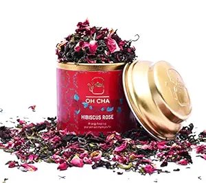 Hibiscus Tea with Rose | Herbal Tea, 35gms | 100% Whole Green Tea Leaves with Natural Rose petals, Clove, Hibiscus Flower Tea | Skin and Hair Natural Care Tea, Antioxidant, Rich in Vitamin C | Hibiscus Green Tea for Stress Relief, Better Sleep, Healthy Heart | Wellness Tea