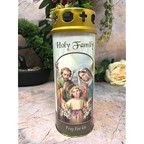 Holy Family Windproof Grave Candle with Prayer Cover
