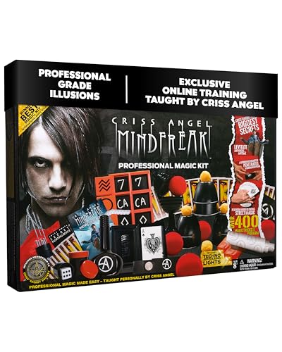 Criss Angel MINDFREAK Professional Magic Kit – 400+ Magic Tricks – Easy-to-Learn Tricks, Gift for Kids, Teens & Adults, Intermediate Kit