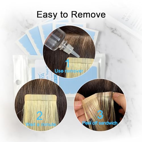 suyya 60 pieces hair extension tape tabs double sided extension tapes for replacement 4cm x08cm blue