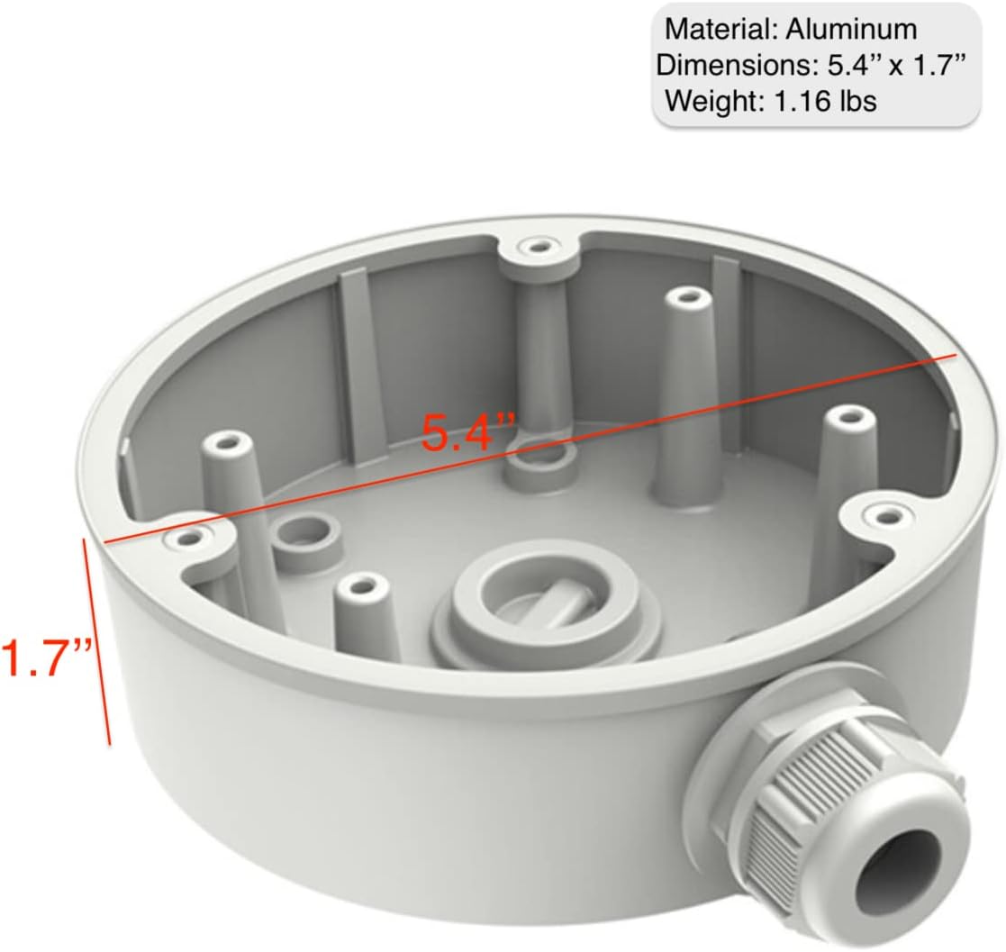 KENUCO DS-1280ZJ-DM21 CB140PT Junction Box for Cameras 5.4'' Conduit Base(1 Pack)