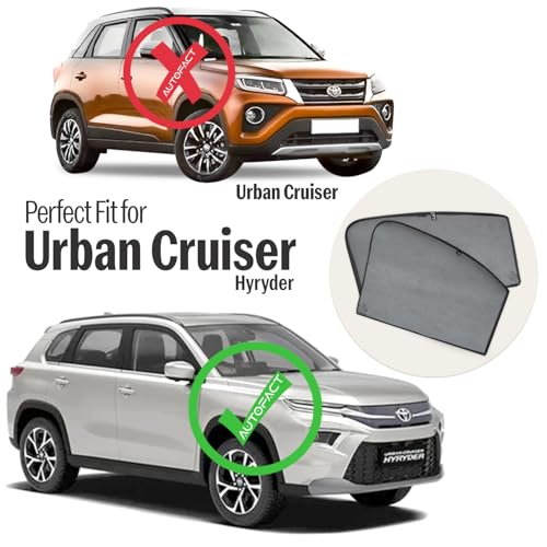 Image of Autofact Car Sunshades for Toyota Urban Cruiser Hyryder, UV Protection, Useful Car Accessories, Custom fit Sun Shades for Side Windows, Set of 6