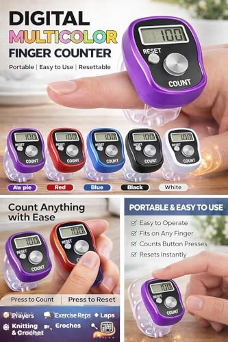 Image of 2 PCS Digital Finger Counter Electronic Hand Tally Counter with Adjustable Strap, LCD Display & Reset Button | Portable Japa Counter for Chanting, Meditation, Prayer, Sports, Golf & Score Tracking
