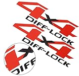 Pair Set 4x4 Diff Lock Sticker Decal Rear Suitable for Hilux Revo Sr6 M70 M80 2015 18 (Red Black)