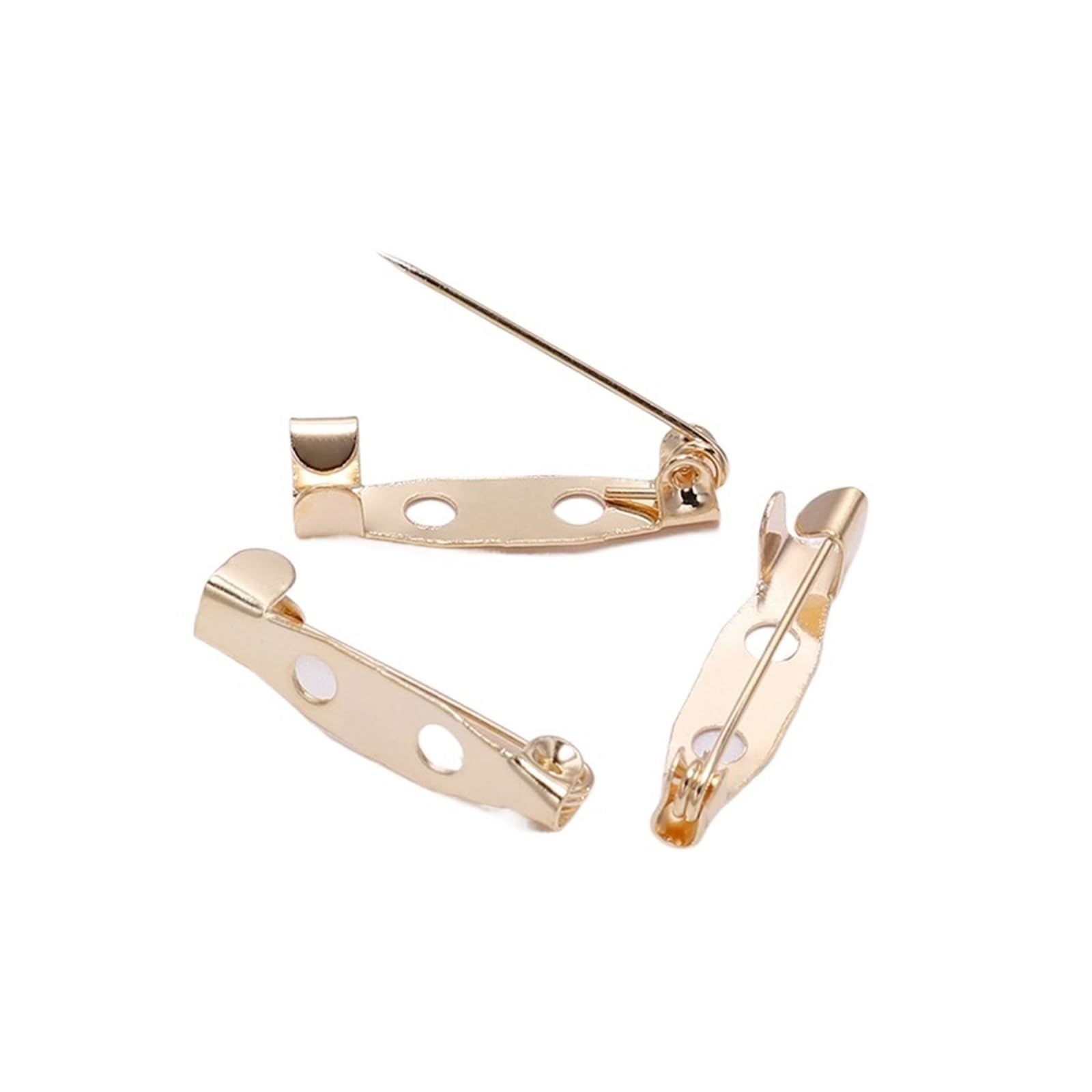 Pins for Clothes, 50Pcs/Set Brooch Pin Backs Brooches Craft Clasp Pins Findings with 2 Holes Tags Making(Champagne,20mm)