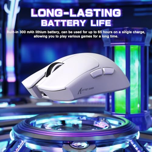 Image of Attack Shark X11SE Ultra-Light Wireless Gaming Mouse, Tri-Mode-2.4G /USB-C Wired /BT, PixArt PAW3311 Gaming Sensor, 22KDPI, 5 Programmable Buttons for Laptop, PC, Mac Gamer (White)