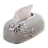 SHUIXIN Taschentuchbox, Serviettenhalter, Handtuchhalter aus umweltfreundlichem Seidenpapier, 3D-Acryl, abnehmbar, Gold/Silber