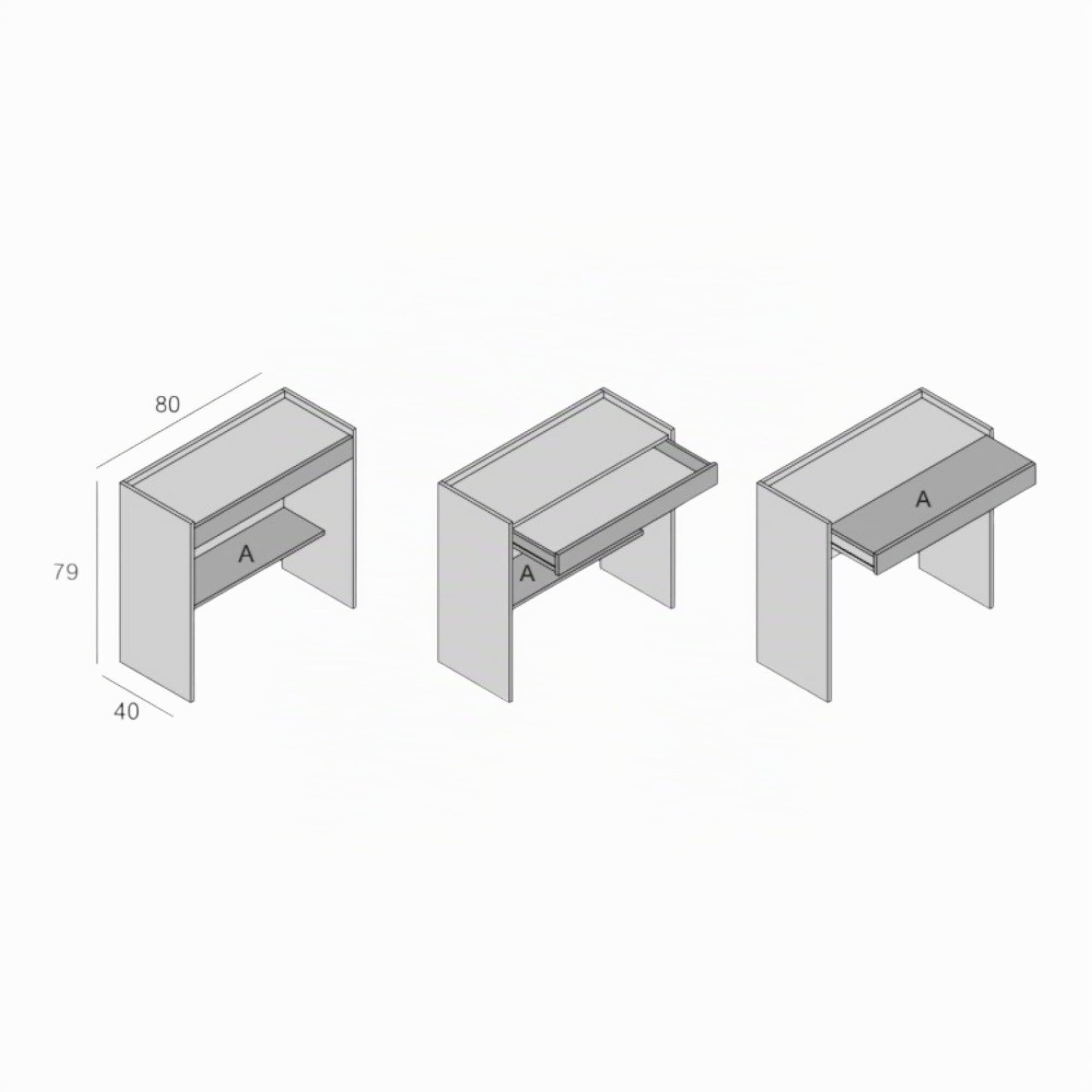 Dmora - Scrivania Clematide, Scrittoio moderno con cassetto, Tavolo da studio o ufficio porta PC portalibri, 100% Made in Italy, 80x40h79 cm, Bianco e Rovere